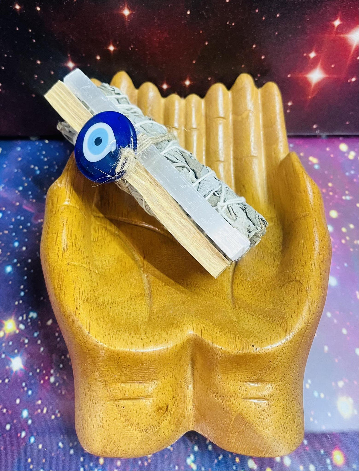 4" Evil Eye White Sage w/ Palo Santo & Selenite