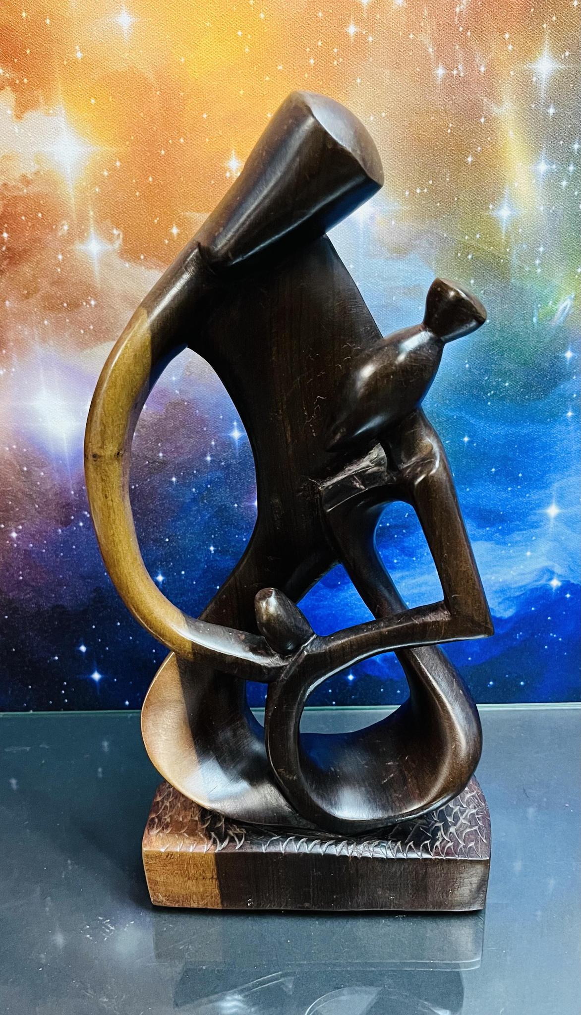 Ghanaian Wooden Happy Family Statue