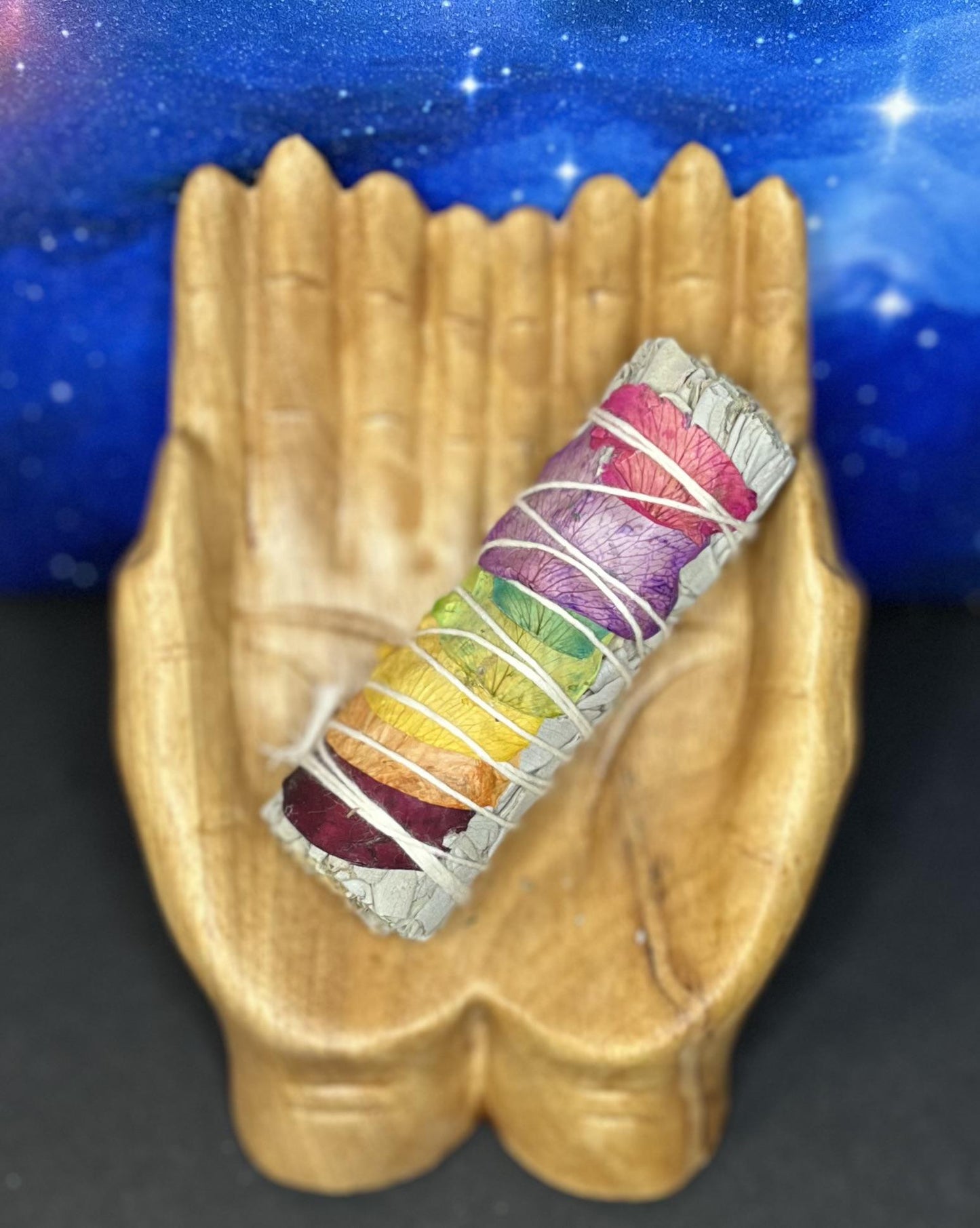 White Sage w/ Chakra Flowers