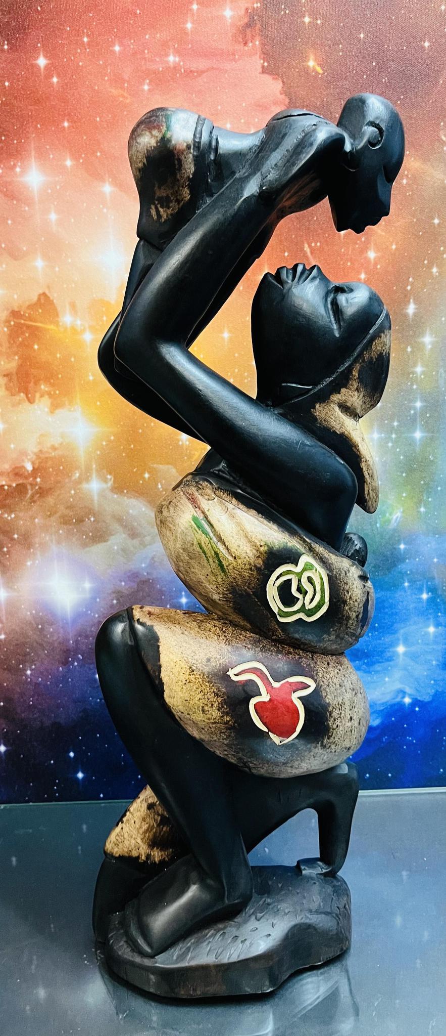 Ghanaian Wooden Mother & Baby Statue