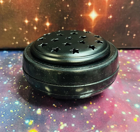 3" Wooden Metal Burner (Black w/ Starry Lid)