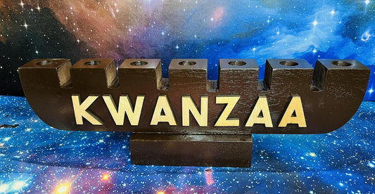 "KWANZAA" Labeled Kwanzaa Kinara